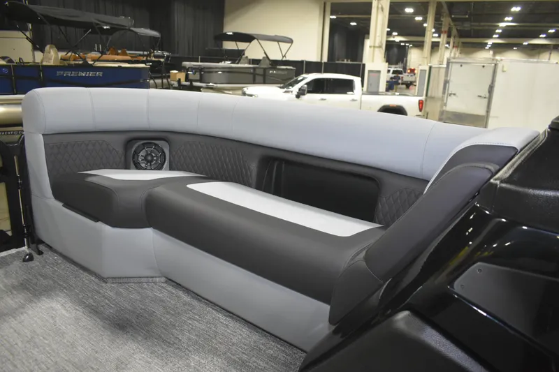 Slide: The Image of Luxurious seating in the 2026 Premier 230 SUNSATION RL - PTX CL pontoon boat. - 21