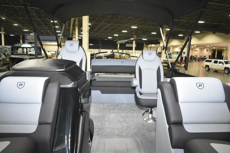 Slide: The Image of 2026 Premier 230 Sunsation RL - PTX CL boat interior with modern seating and sleek design. - 9