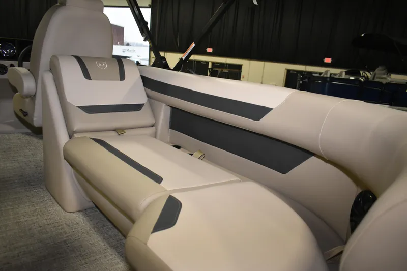 Slide: The Image of Luxurious seating in 2026 Premier 220 Sunscape RF - CL boat interior. - 12