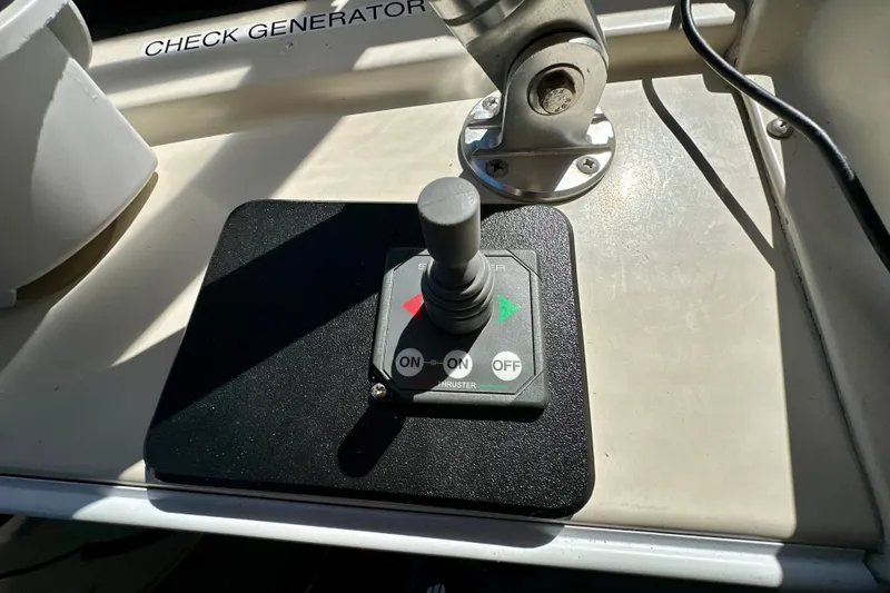 Slide: The Image of Control panel of 1988 Californian 45 Motor Yacht with joystick and generator check label. - 36