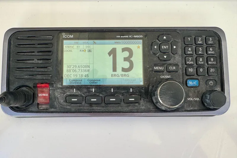 Slide: The Image of Icom IC-M605 marine radio on 2014 Invincible 36 Open Fisherman boat. - 16