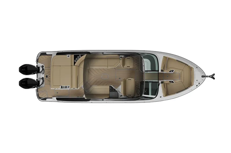 Slide: The Image of Manufacturer Provided Image: 2025 Sea Ray SLX 280 Outboard, top view, luxury boat design with dual engines. - 60