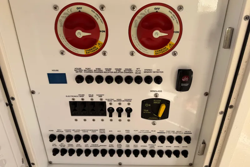 Slide: The Image of Control panel of a 2017 Pursuit DC 295 Dual Console boat. - 39