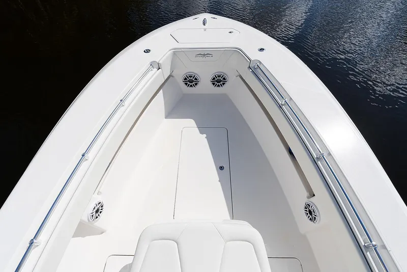 Slide: The Image of 2024 Invincible 33 Open Fisherman boat deck with sleek design and spacious layout. - 18