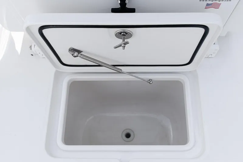 Slide: The Image of Open storage compartment on 2024 Invincible 33 Open Fisherman boat. - 33