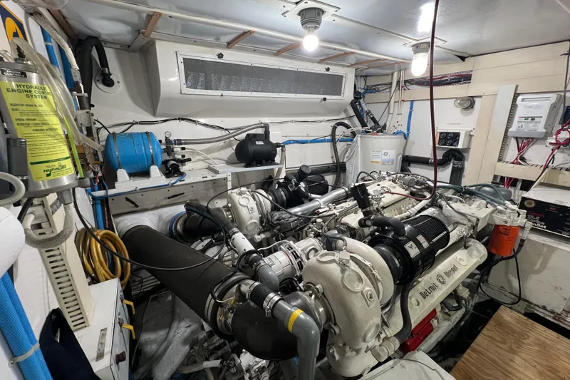 Slide: The Image of Engine room of Viking with twinDetroit Diesel engines and 12.5 K generator. - 52