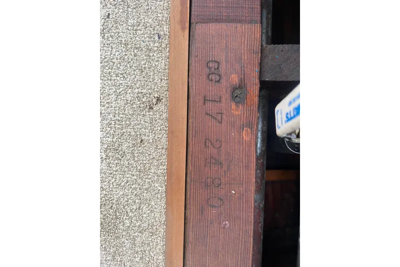 Slide: The Image of 1955 Chris-Craft 17 Sportsman wooden detail with engraved numbers. - 15