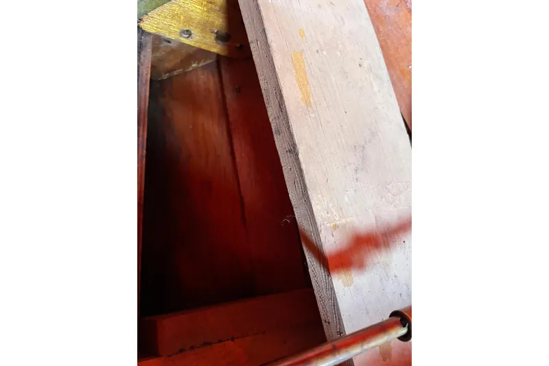 Slide: The Image of Interior view of 1958 Chris-Craft 16 Cavalier wooden boat, showcasing craftsmanship details. - 10