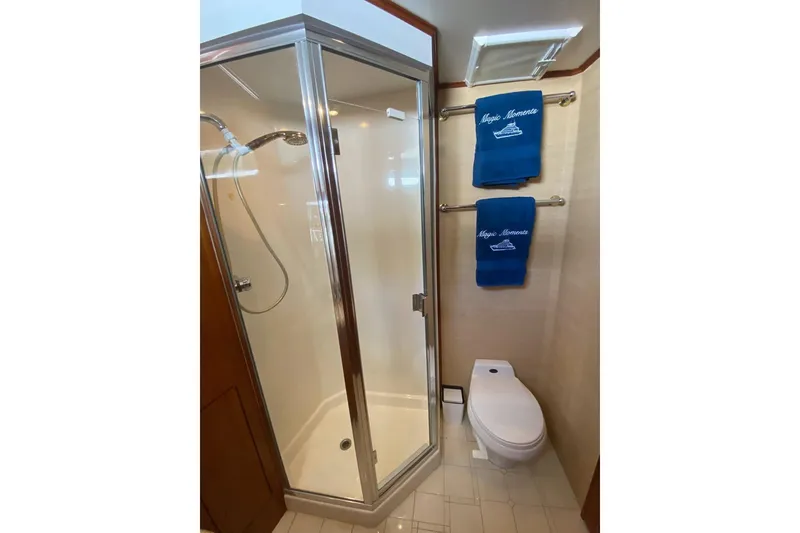 Slide: The Image of Luxurious bathroom in 2006 North Star Yachts 73 Cockpit Motoryacht with shower and toilet. - 24