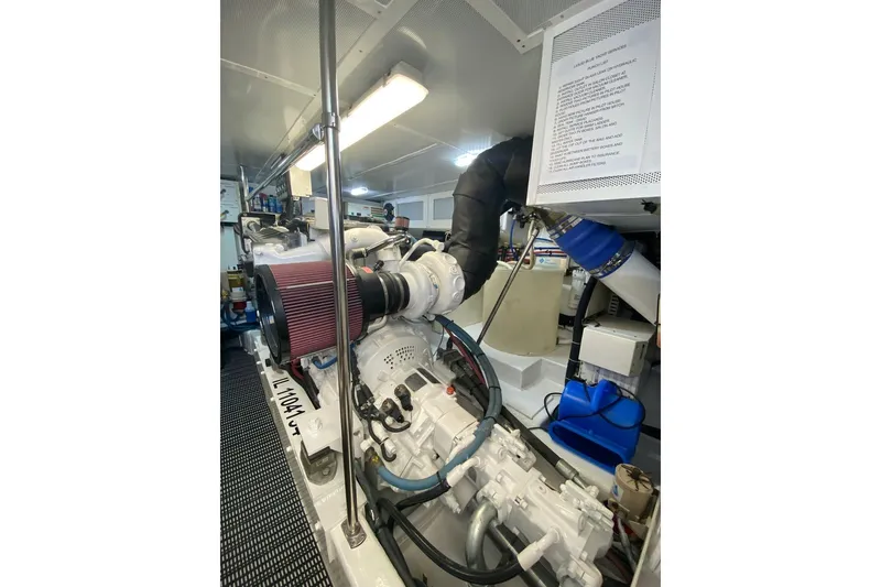 Slide: The Image of Engine room of 2006 North Star Yachts 73 Cockpit Motoryacht, showcasing machinery and components. - 33