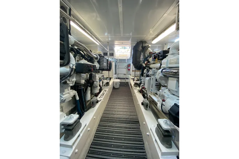 Slide: The Image of Engine room of 2006 North Star Yachts 73 Cockpit Motoryacht, showcasing machinery and equipment. - 36