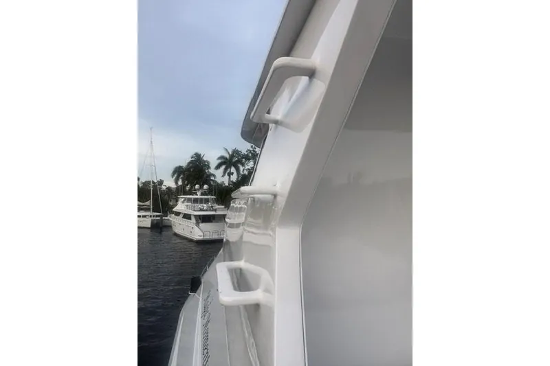 Slide: The Image of Close-up of 2006 North Star Yachts 73 Cockpit Motoryacht exterior with marina background. - 53