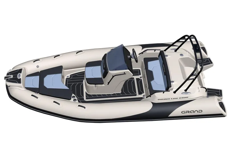 Slide: The Image of 2026 Grand Inflatables G500 boat, sleek design, top view, modern features, luxury seating. - 16