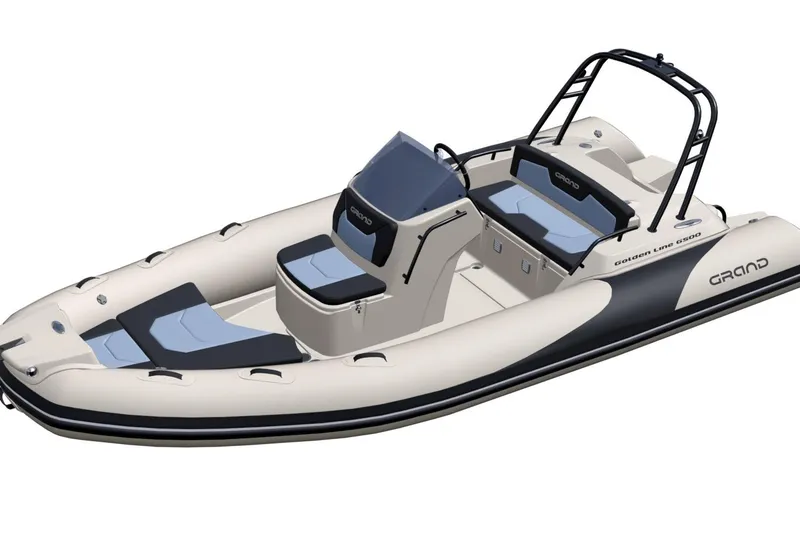 Slide: The Image of 2026 Grand Inflatables G500 boat, sleek design with seating and console. - 15