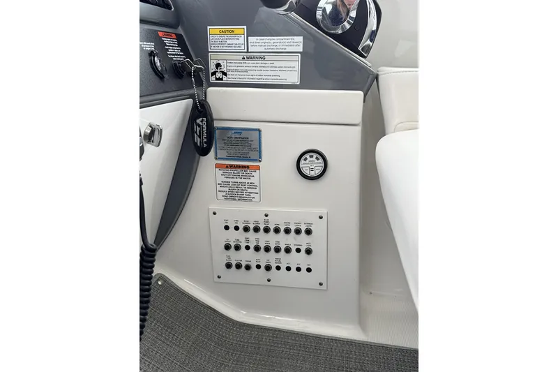 Slide: The Image of Control panel of 2016 Formula 34 Performance Cruiser with switches and warnings. - 11