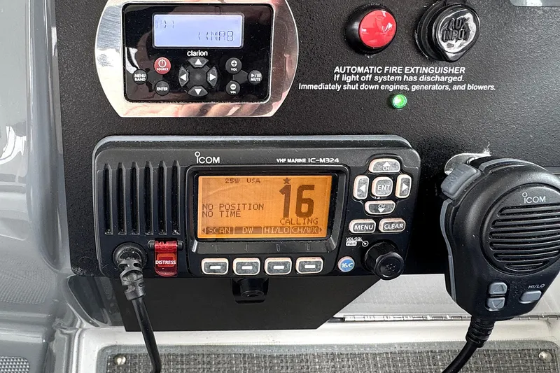 Slide: The Image of Control panel of a 2016 Formula 34 Performance Cruiser with radio and fire extinguisher system. - 18