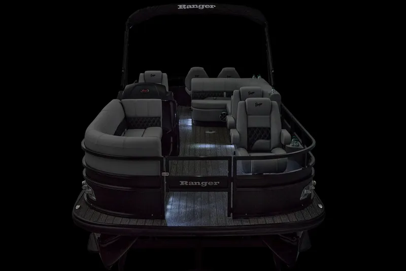 Slide: The Image of Manufacturer Provided Image: 2026 Ranger 220FC boat interior with illuminated seating and sleek design. - 10