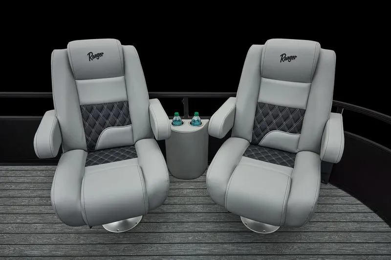 Slide: The Image of Manufacturer Provided Image: Luxurious Ranger 220FC 2026 boat seats with diamond stitching and cup holders. - 16