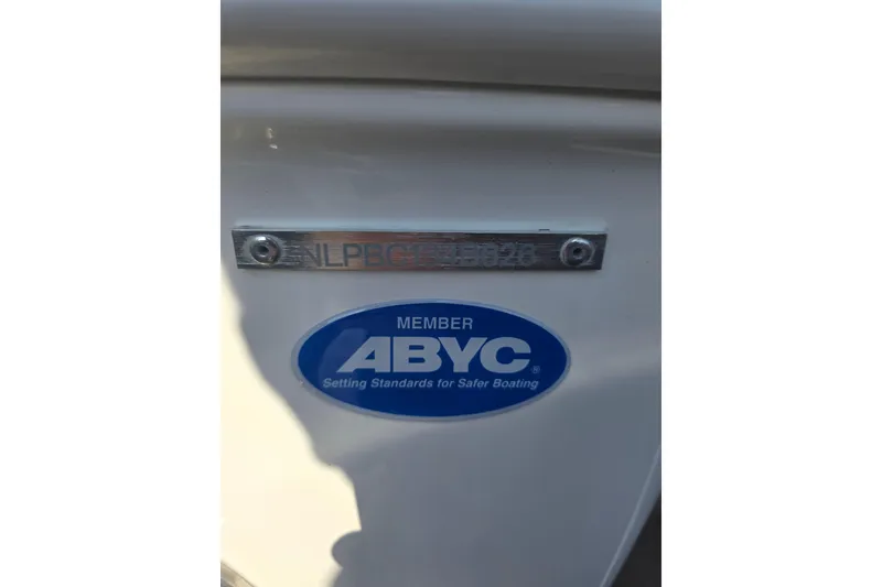 Slide: The Image of 2026 Tidewater 282 CC Adventure boat with ABYC membership sticker. - 15