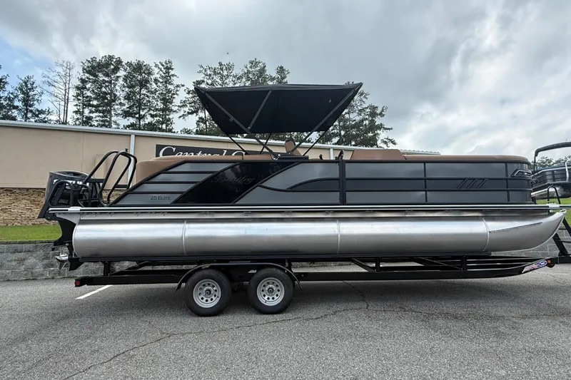 The Image of 2026 Bentley Pontoons Elite 253 Admiral on trailer, parked outdoors. - 0