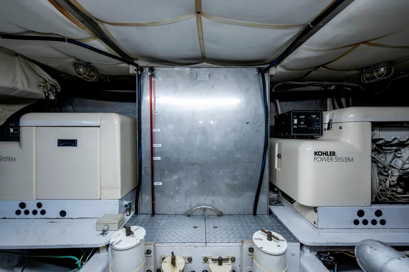 Slide: The Image of Engine room of 1997 Ferretti Yachts 650 with Kohler power systems. - 32
