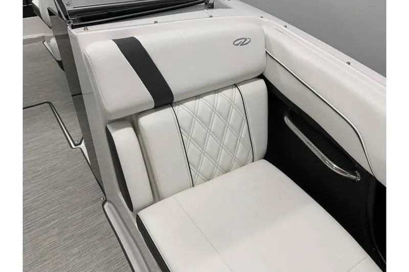 Slide: The Image of 2019 Regal 2500 Bowrider interior with white leather seating and elegant stitching. - 20