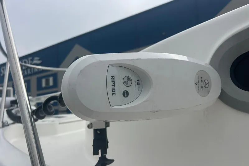Slide: The Image of Close-up of a 2005 Boston Whaler 205 Eastport boat with Riptide i-Pilot control. - 5