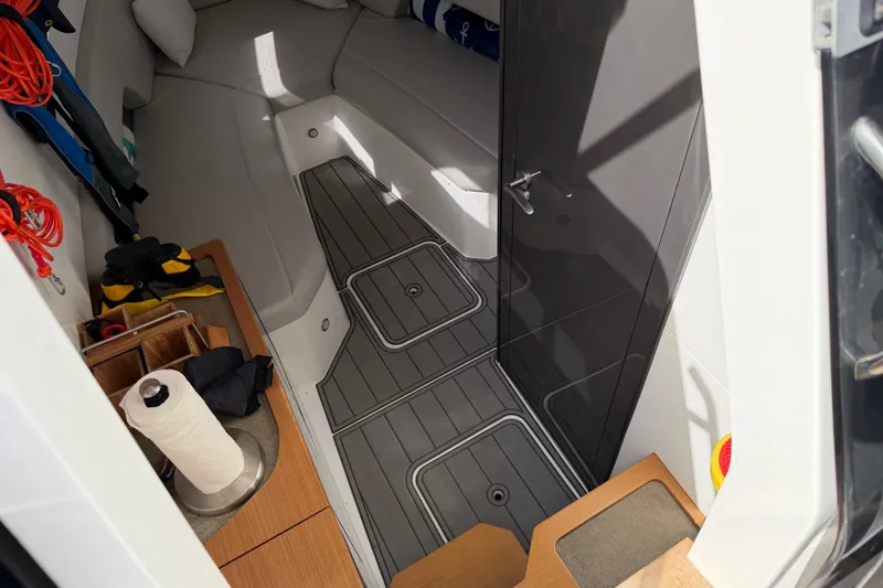 Slide: The Image of 2023 Schaefer V33 cabin interior with modern design and practical storage solutions. - 18