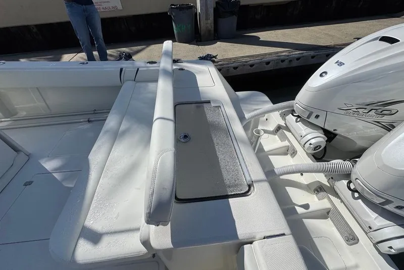 Slide: The Image of 2014 SeaVee 340B Open boat with dual XTO engines at dockside. - 6