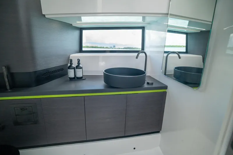 Slide: The Image of Modern bathroom interior on 2024 Maori 46ft yacht, featuring sleek design and stylish fixtures. - 35