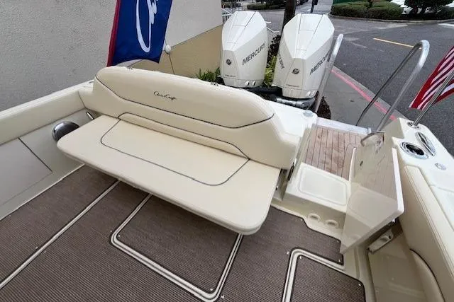 Slide: The Image of 2026 Chris-Craft Catalina 31 boat with seating and twin Mercury engines. - 11