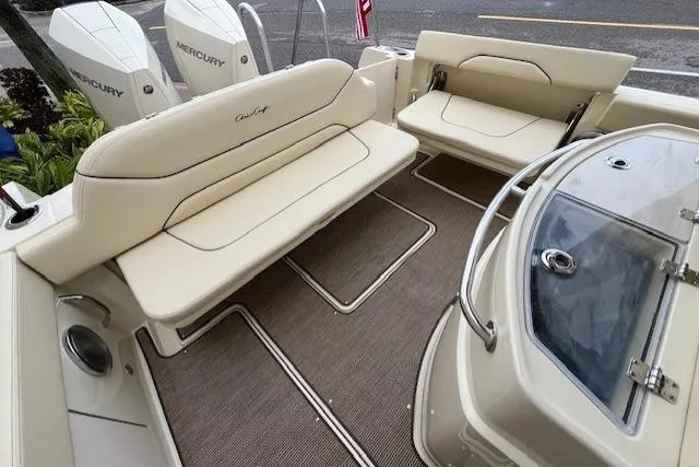 Slide: The Image of 2026 Chris-Craft Catalina 31 boat interior with seating and Mercury engines. - 17