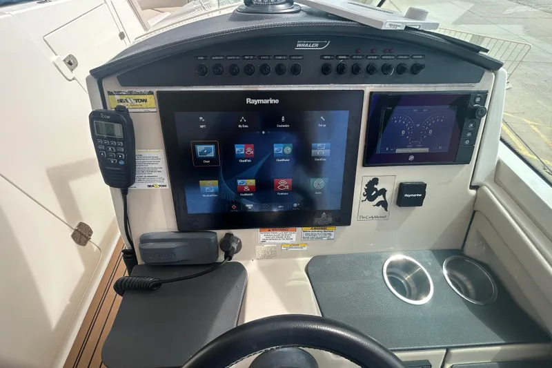 Slide: The Image of Control panel of a 2017 Boston Whaler 320 Vantage boat with Raymarine display. - 38