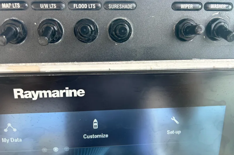 Slide: The Image of Control panel of a 2017 Boston Whaler 320 Vantage with Raymarine display. - 40