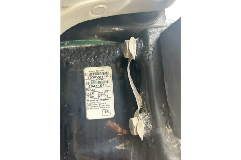 Slide: The Image of Label on 2017 Boston Whaler 320 Vantage, showing model and serial numbers. - 55