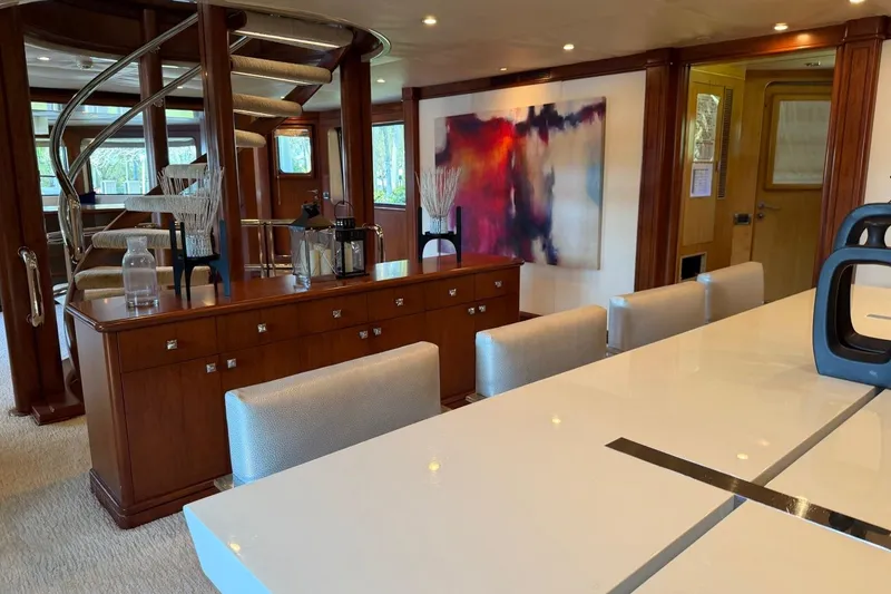 Slide: The Image of Luxurious interior of 1990 Heesen 144 yacht with elegant decor and modern furnishings. - 35