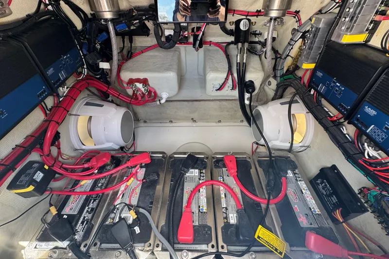 Slide: The Image of Electrical system of 2025 Blackwater 23 Bay boat with batteries and wiring. - 73