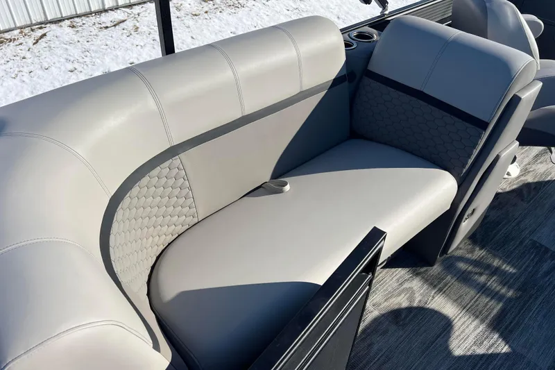 Slide: The Image of Luxurious seating on 2024 Qwest 8520 DH RLS LT pontoon boat, featuring elegant upholstery design. - 30