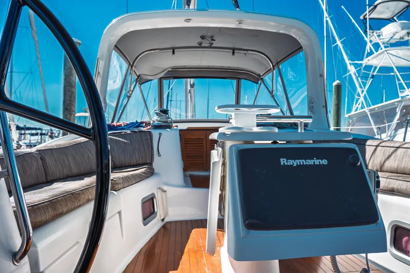 Slide: The Image of Cockpit of 2011 Beneteau Oceanis 50 sailboat with Raymarine navigation system. - 10