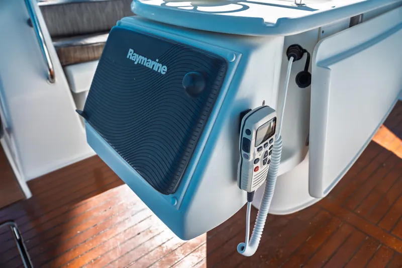 Slide: The Image of Beneteau Oceanis 50 yacht cockpit with Raymarine navigation equipment, 2011 model. - 16