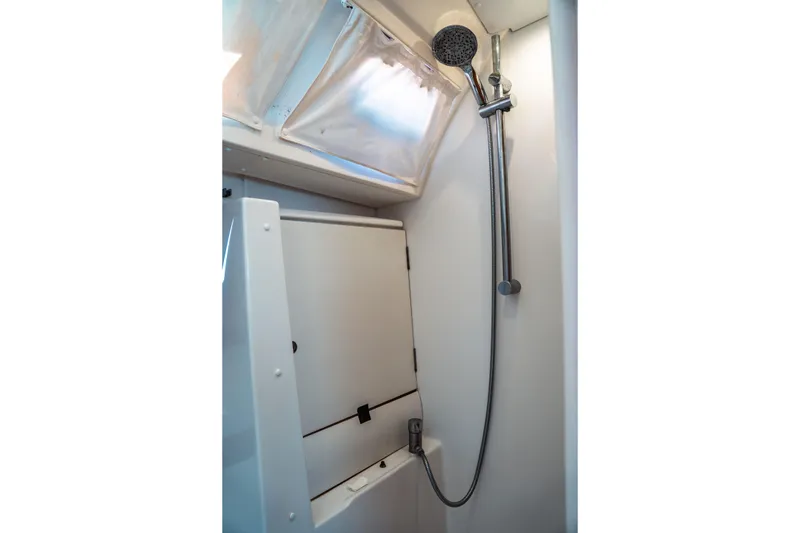 Slide: The Image of Shower area in 2011 Beneteau Oceanis 50 yacht, featuring modern fixtures and compact design. - 26