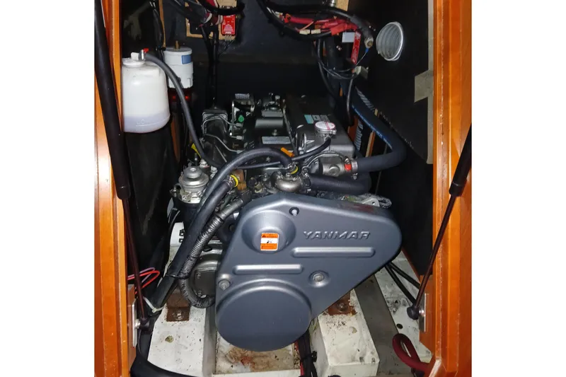 Slide: The Image of Engine compartment of a 2011 Beneteau Oceanis 50 sailboat with Yanmar engine. - 49