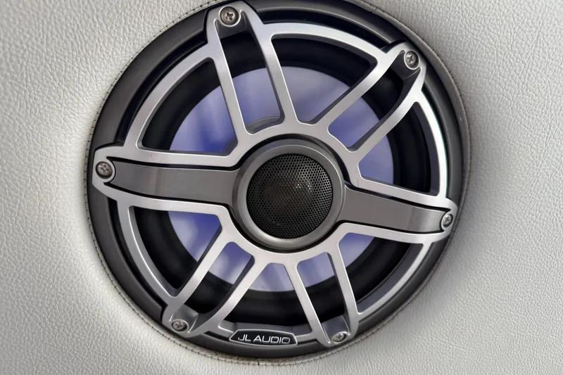 Slide: The Image of Speaker detail on 2023 Cape Horn 32 XS boat, featuring JL Audio design. - 49