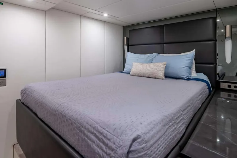 Slide: The Image of Luxurious bedroom interior on 2021 Sunreef Supreme 68 Power yacht, featuring modern design and comfort. - 24