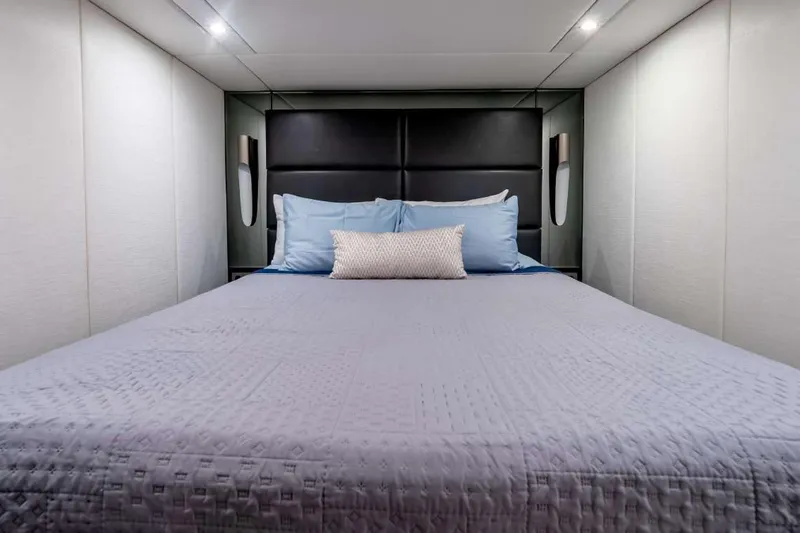 Slide: The Image of Luxurious bedroom interior of 2021 Sunreef Supreme 68 Power yacht with elegant bedding. - 25