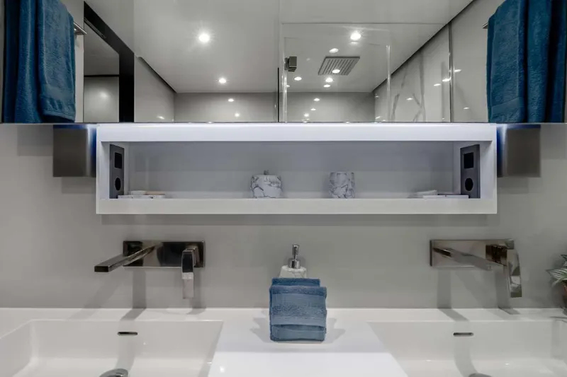 Slide: The Image of Luxurious bathroom interior of 2021 Sunreef Supreme 68 Power yacht with modern fixtures. - 29