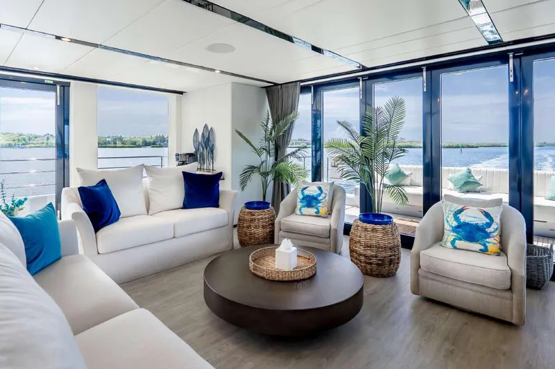Slide: The Image of Luxurious interior of 2021 Sunreef Supreme 68 Power yacht with elegant seating and ocean views. - 32