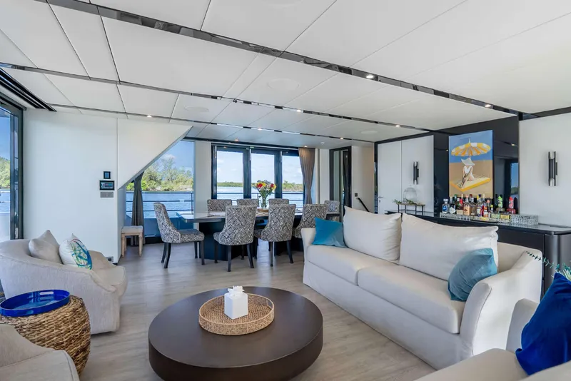 Slide: The Image of Luxurious interior of 2021 Sunreef Supreme 68 Power yacht with elegant seating and dining area. - 33