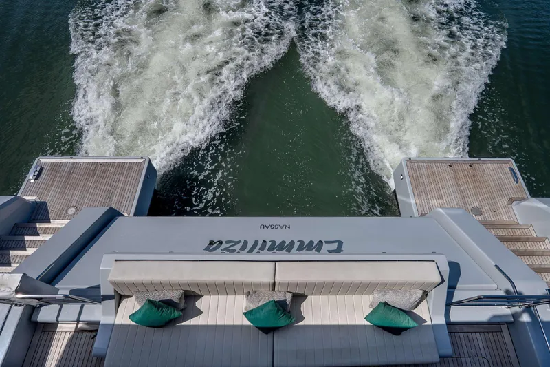 Slide: The Image of Sunreef Supreme 68 Power yacht, 2021 model, cruising with wake trails behind. - 47