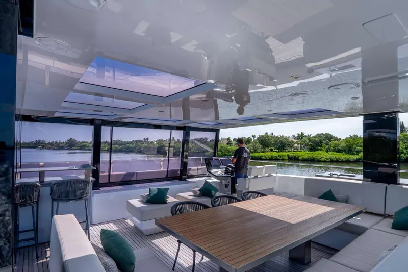 Slide: The Image of Luxurious Sunreef Supreme 68 Power yacht interior, featuring spacious seating and modern design, 2021 model. - 51